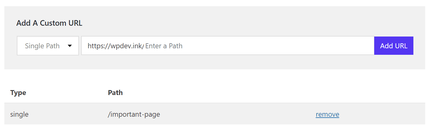 Cache - URL personalizado de caminho único