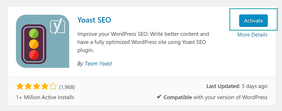 Ativar o plugin WordPress