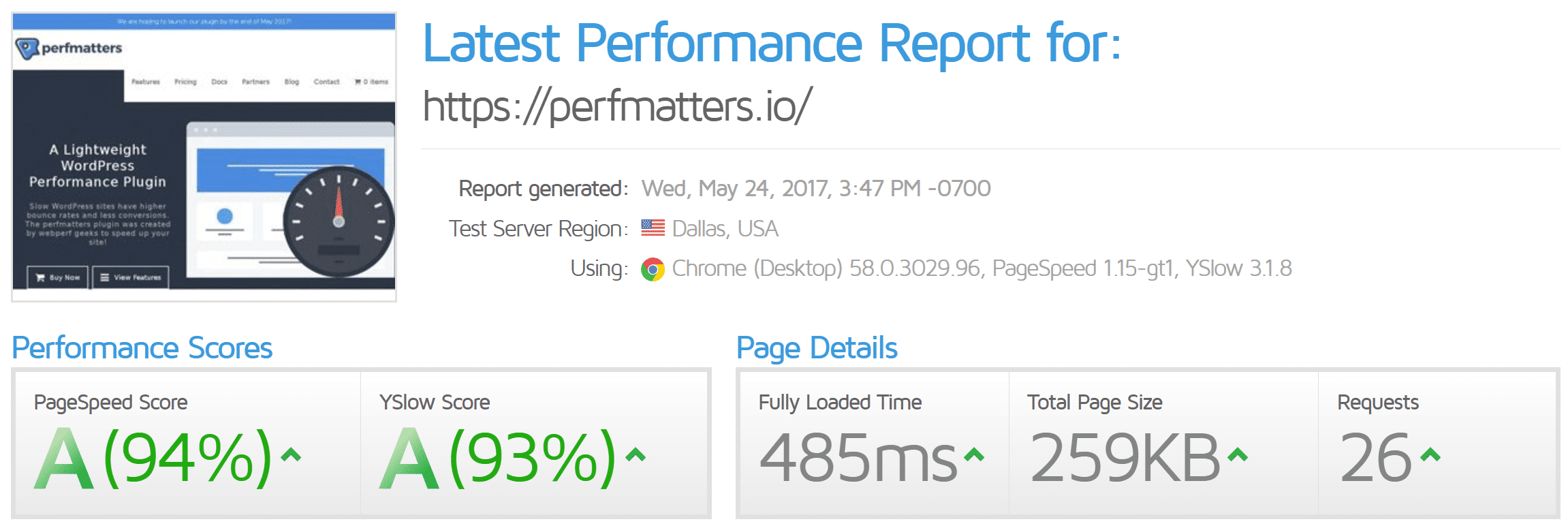 Tempo de carregamento total do GTmetrix