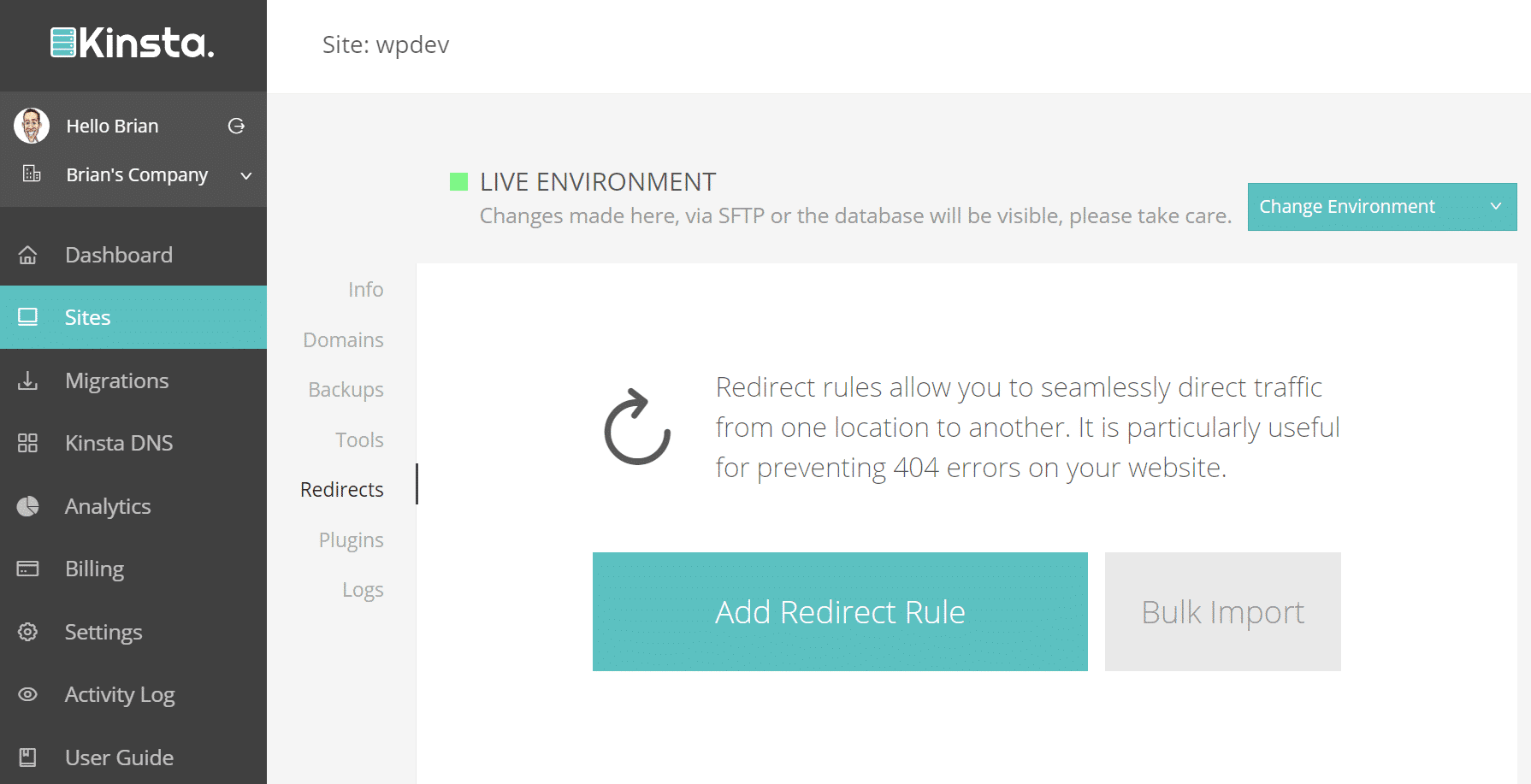 Adicionar regras de redirecionamento