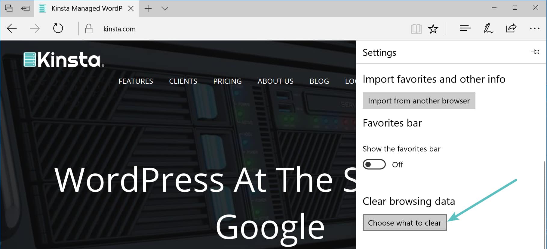 Escolher o que quer limpar no Microsoft Edge