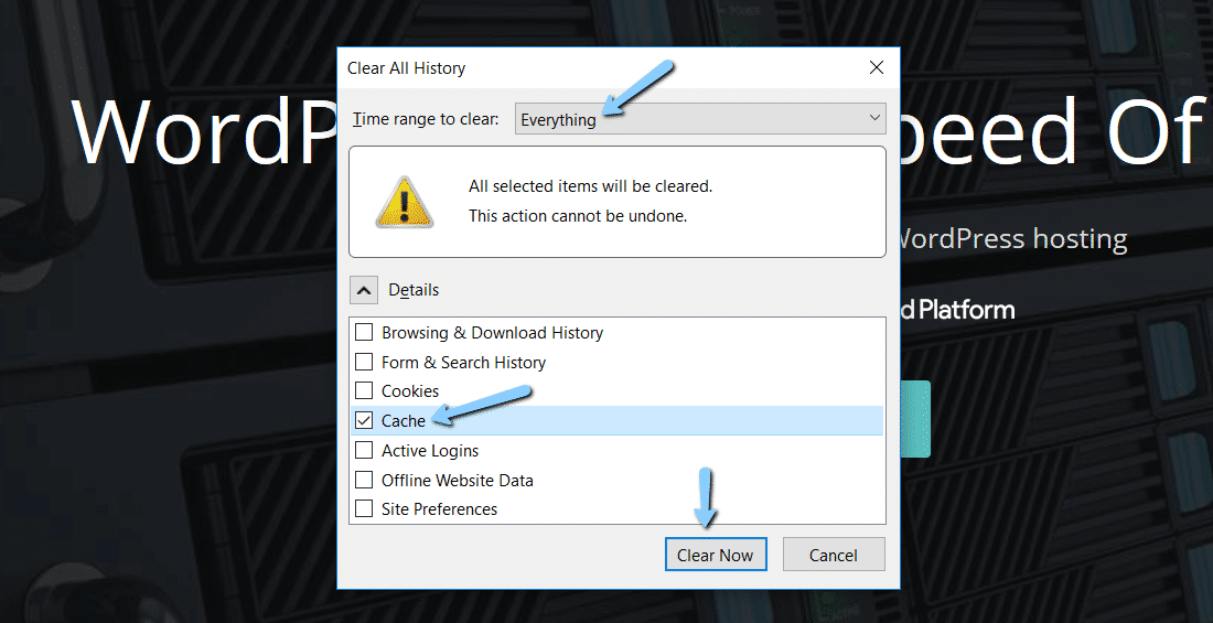 Limpar o cache de navegador no Mozilla Firefox