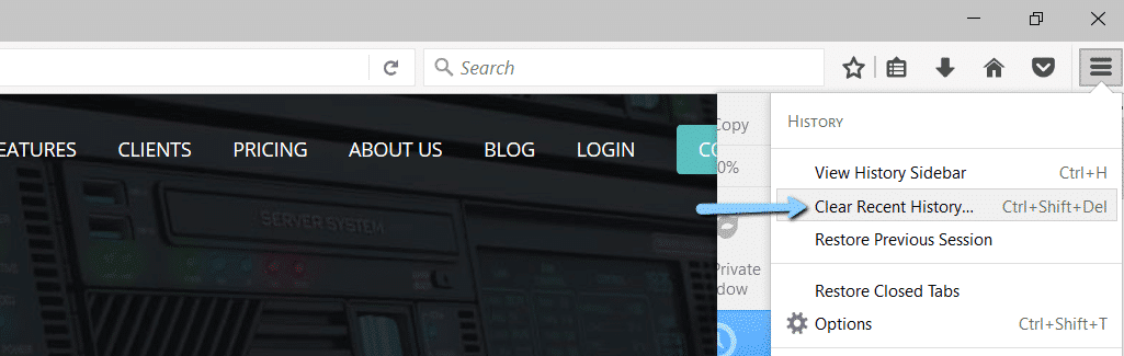 Limpar o histórico recente do Mozilla Firefox