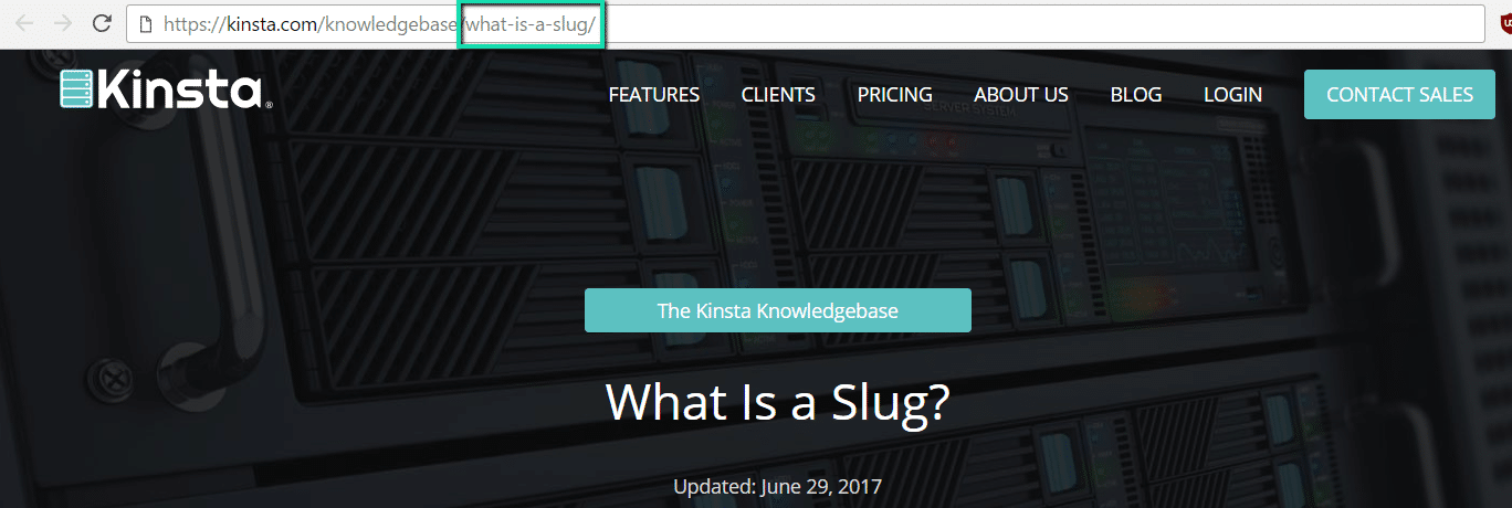 Slug no navegador 