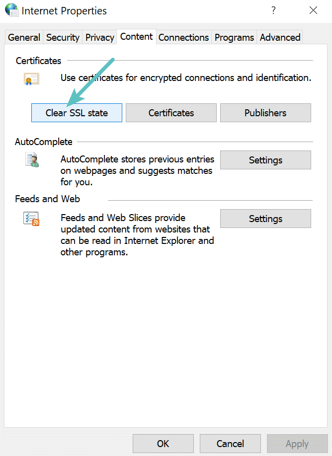 Limpar estado SSL no Chrome na versão para Windows