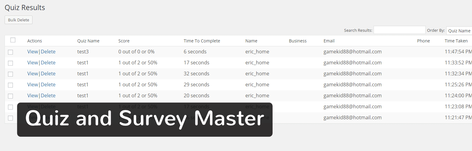 Plugin WordPress Quiz And Survey Master