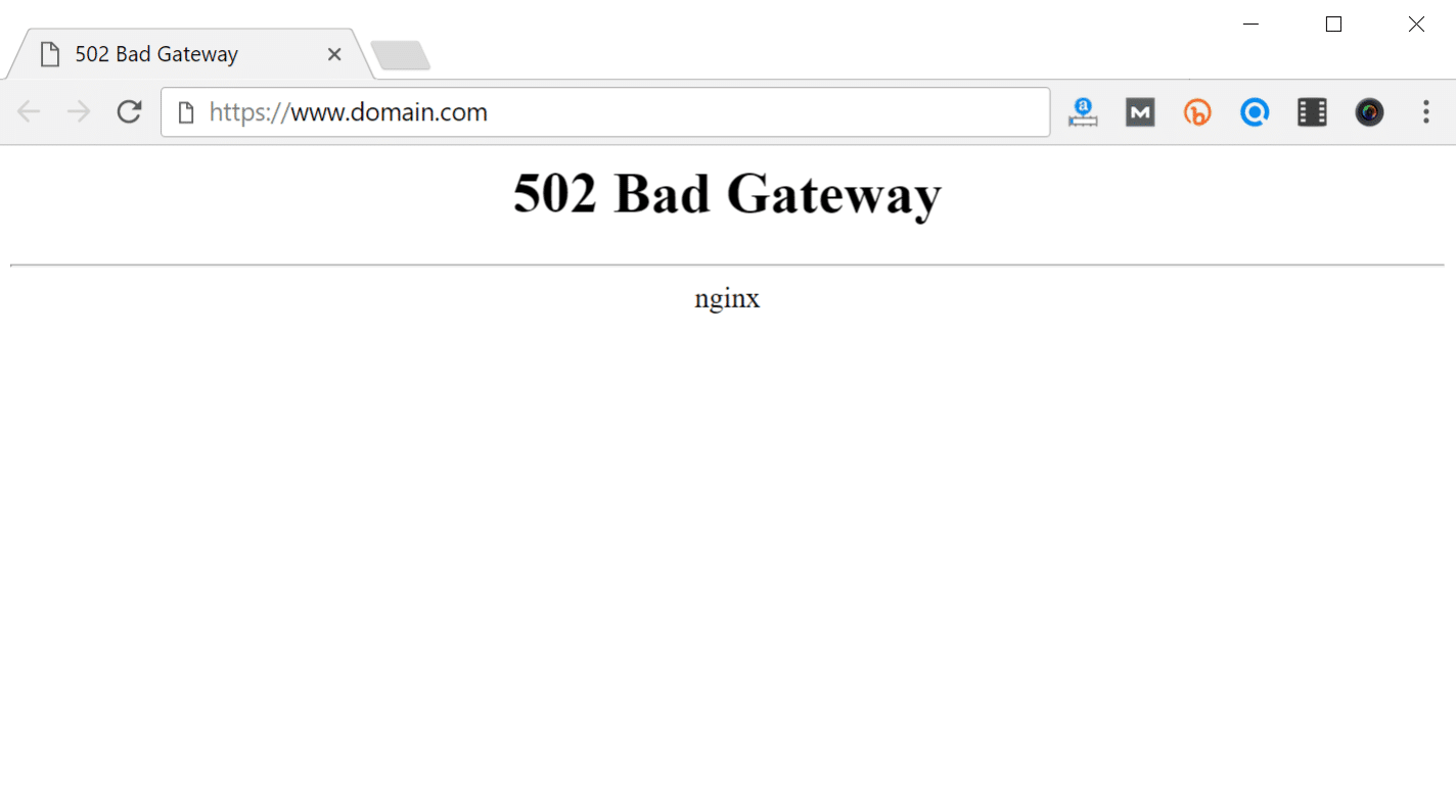 Erro 502 bad gateway no navegador