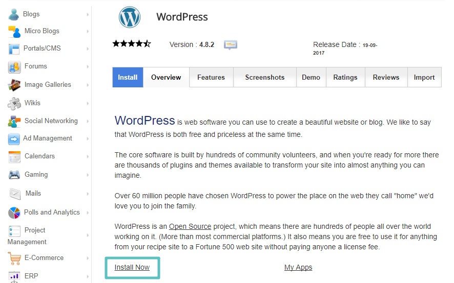 Reinstale o WordPress através do seu método preferido