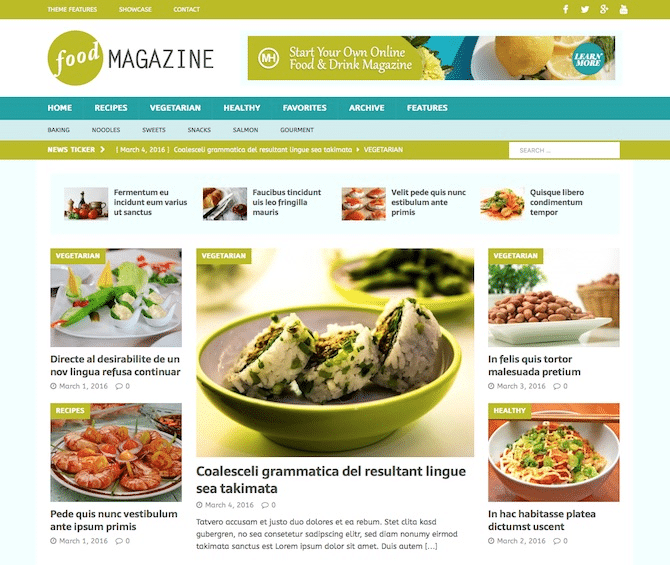 Tema da revista MH para blogs de alimentos