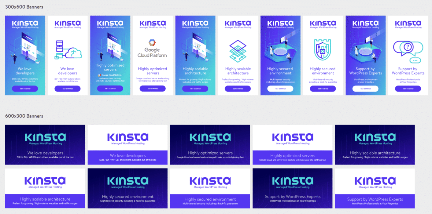 Banners de afiliados Kinsta