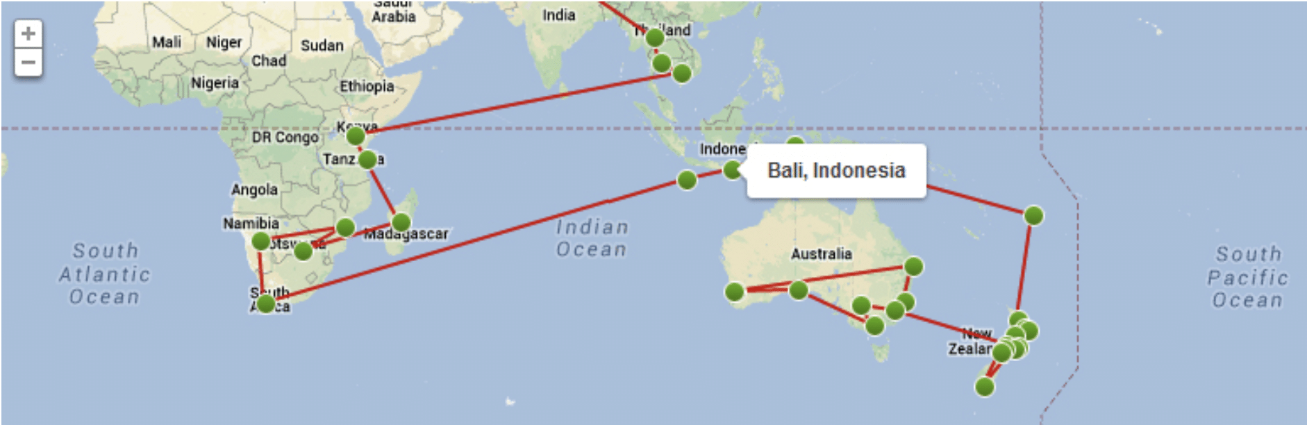 Mapa de viagem