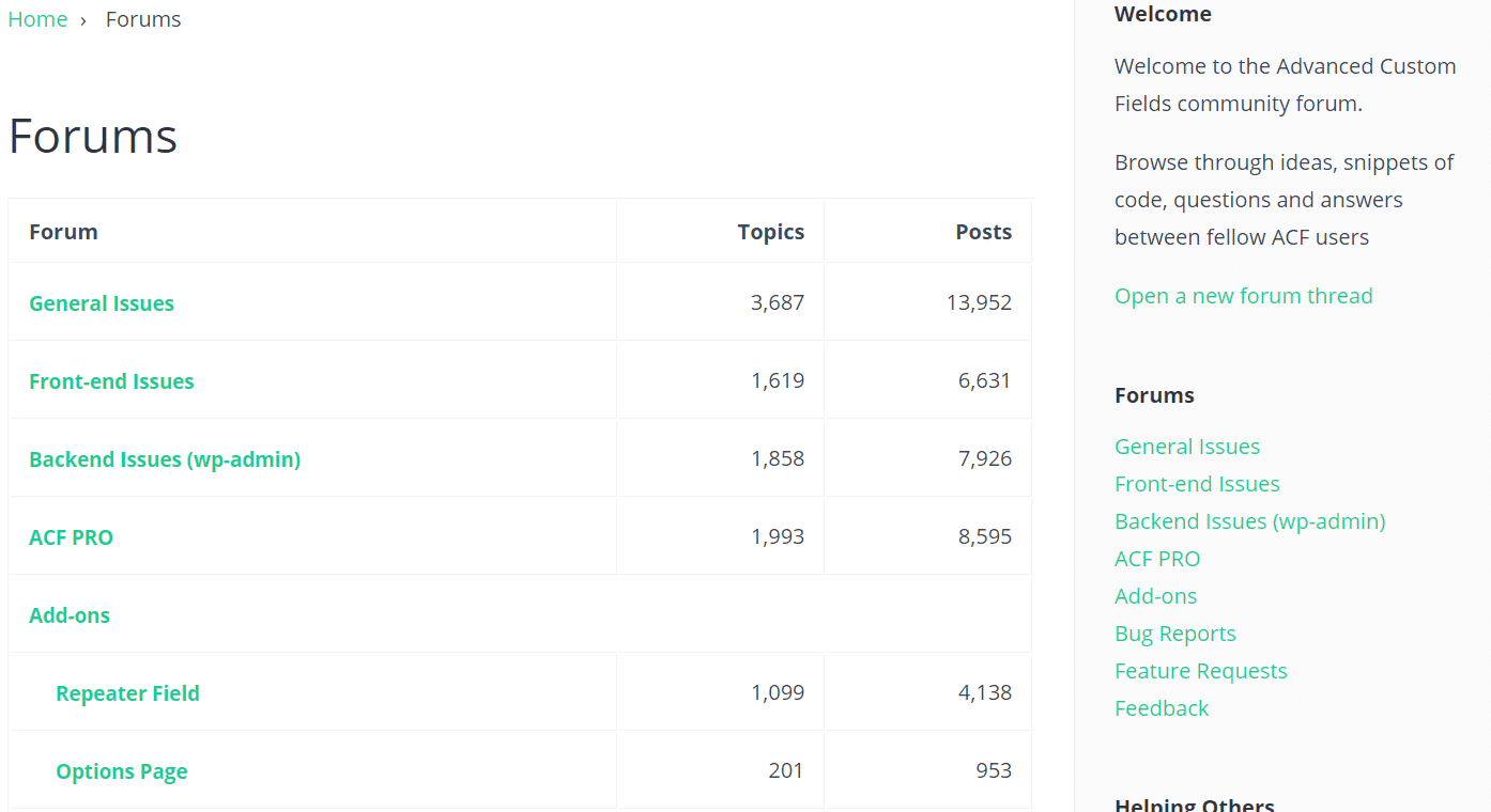 Outro exemplo do bbPress no Advanced Custom Fields