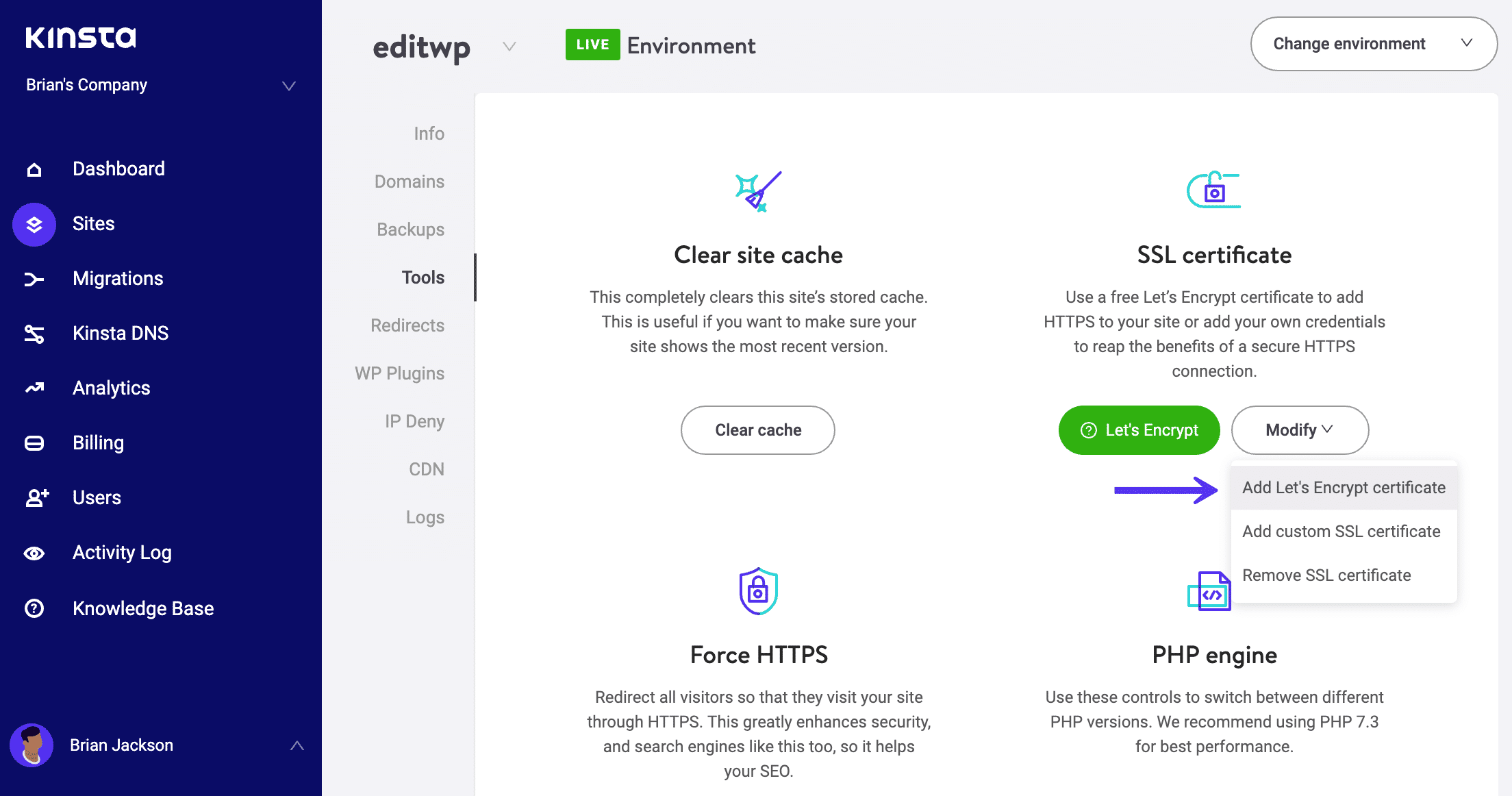 Add Let's Encrypt certificate Adicione certificado SSL gratuito ao site do WordPress
