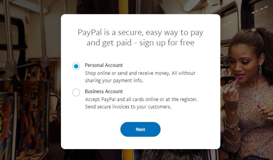 Escolha a conta do PayPal