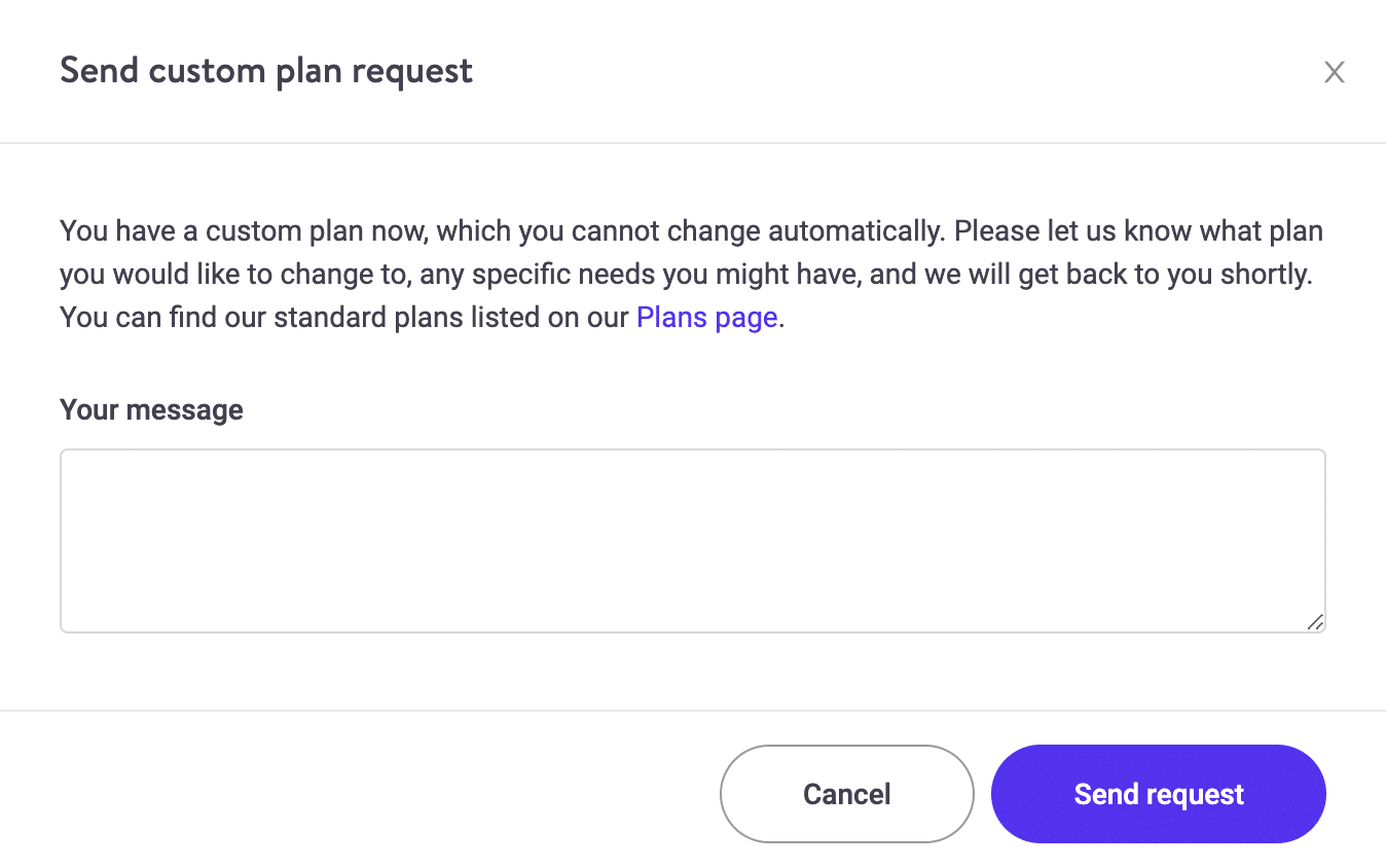 Solicitação de plano personalizado