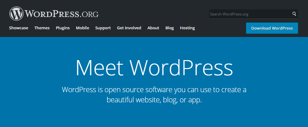 A página inicial do WordPress.org auto-hospedado