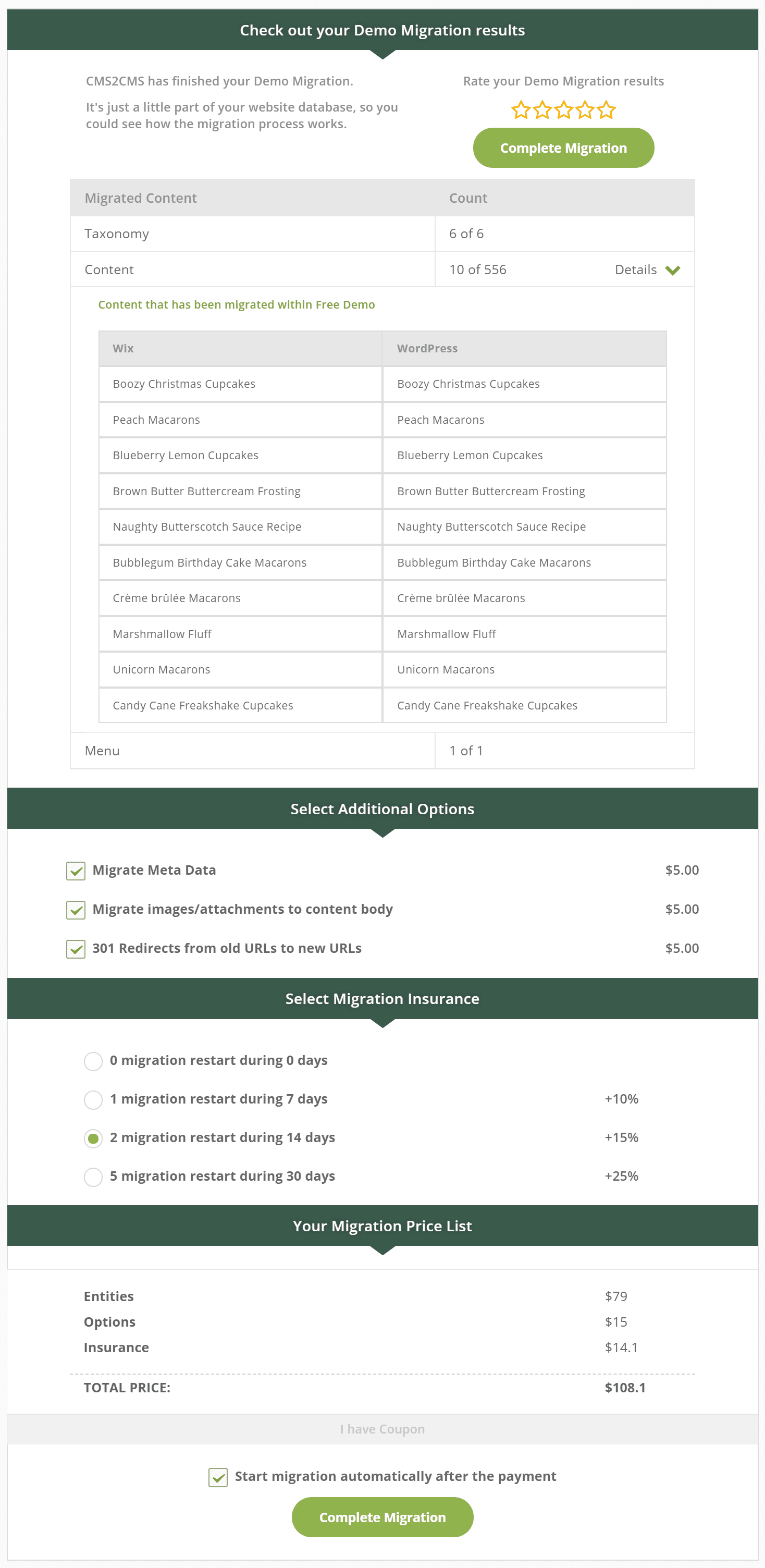 Migrar o Wix para o conteúdo do WordPress