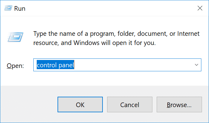 Executar o painel de controle do Windows