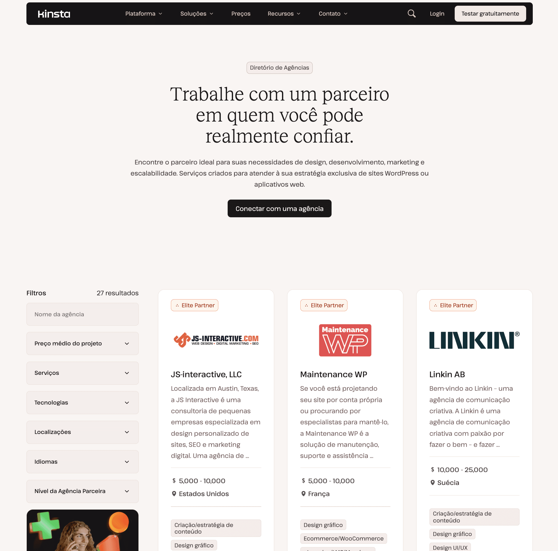 O Diretório de Agências Kinsta.