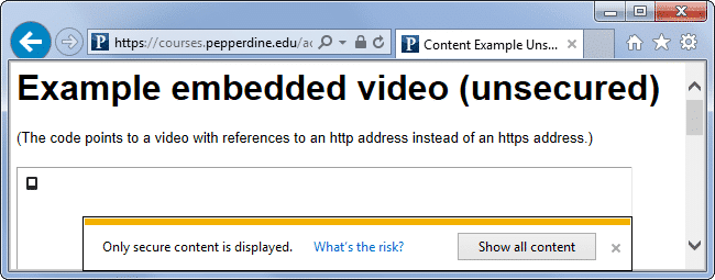 Aviso de conteúdo misto do Firefox