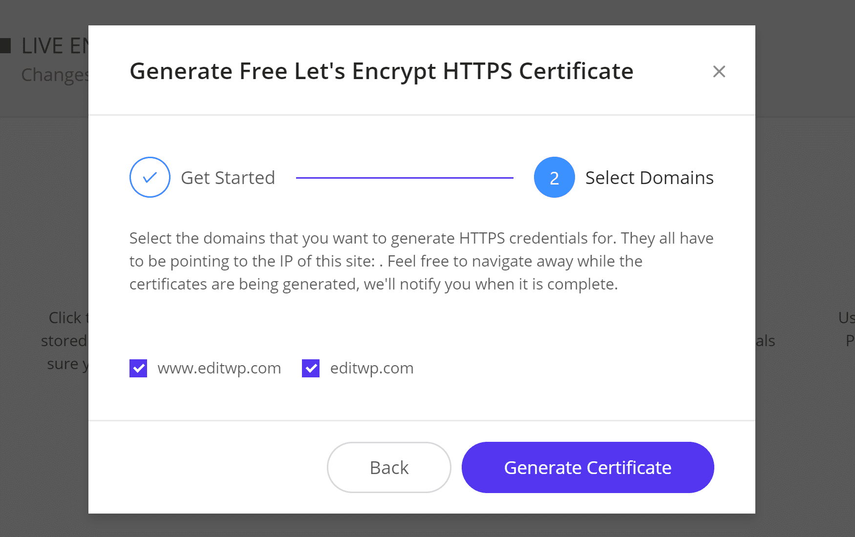 Gerar certificado para ambas as variações do nome de domínio