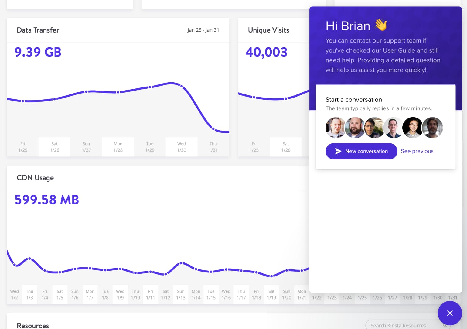 Suporte de hospedagem WordPress no MyKinsta