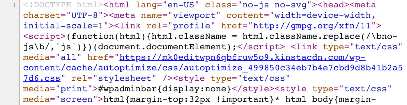 Código HTML Minificado