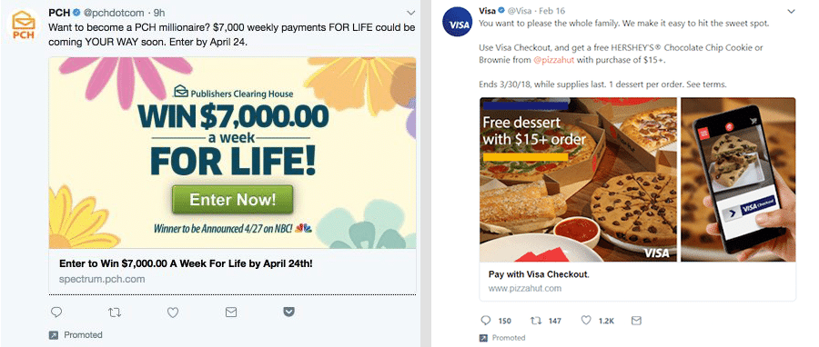 Twitter ad giveaways