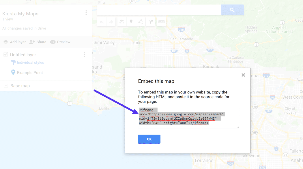 Código de incorporação do My Maps