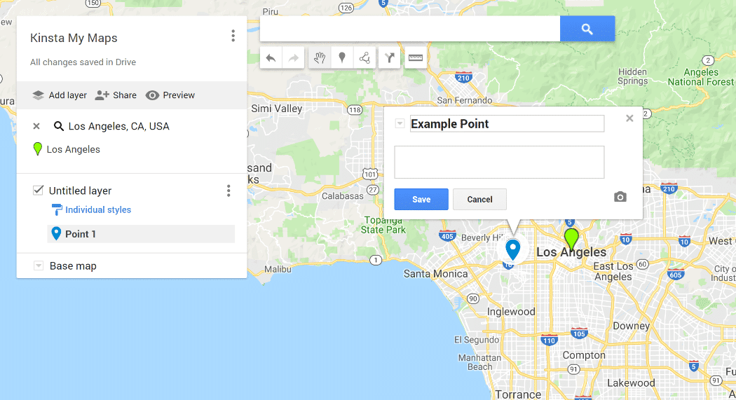 Interface do Google My Maps