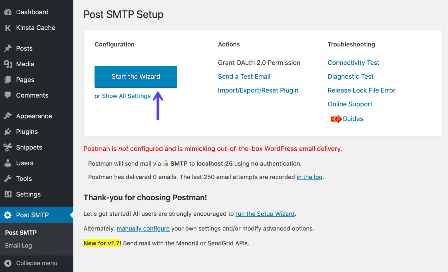 Configurador do Post SMTP