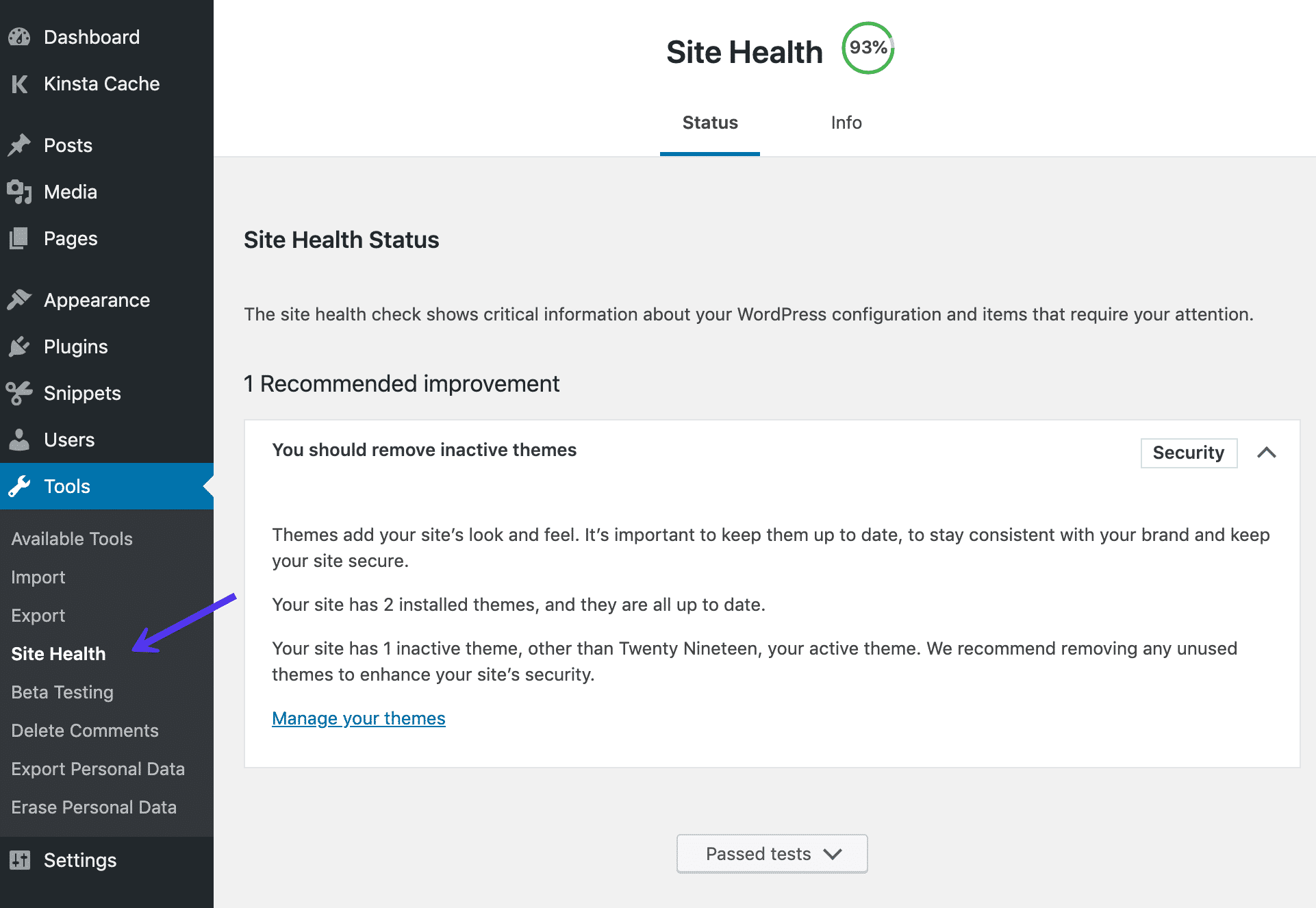 Site Health no WordPress