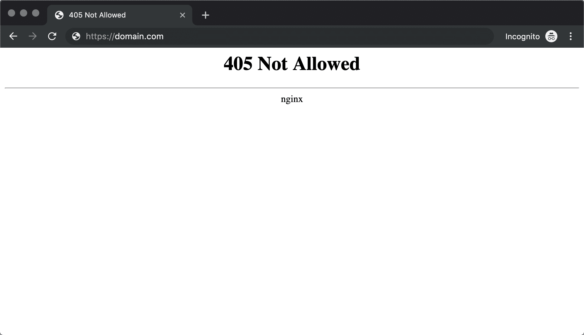 Erro 405 Não Permitido Nginx no Chrome