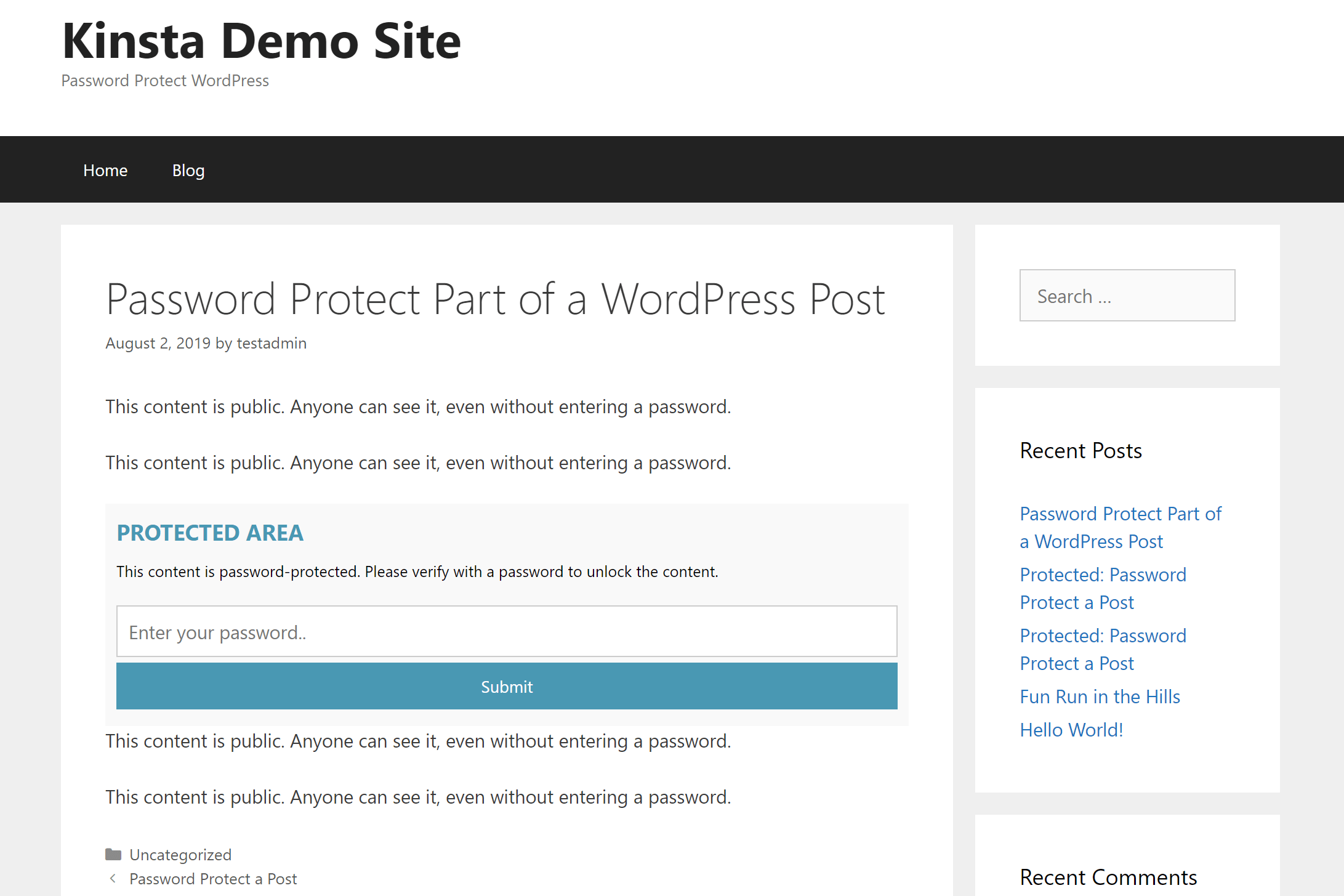 O formulário de login do Passster