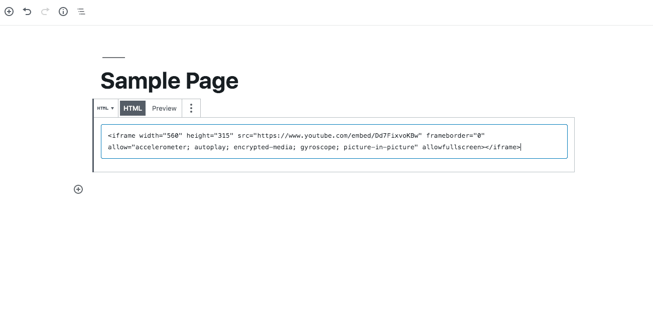 Incorporando iframe como um bloco HTML personalizado