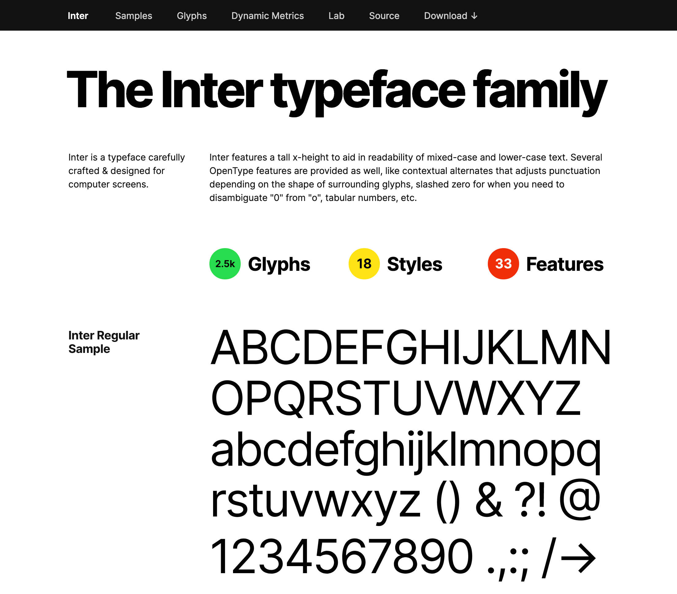 A família Inter typeface