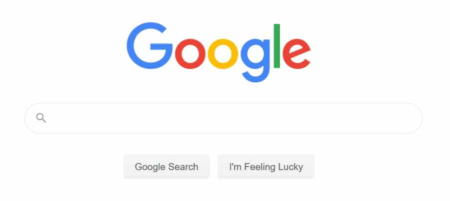 Página inicial de busca no Google