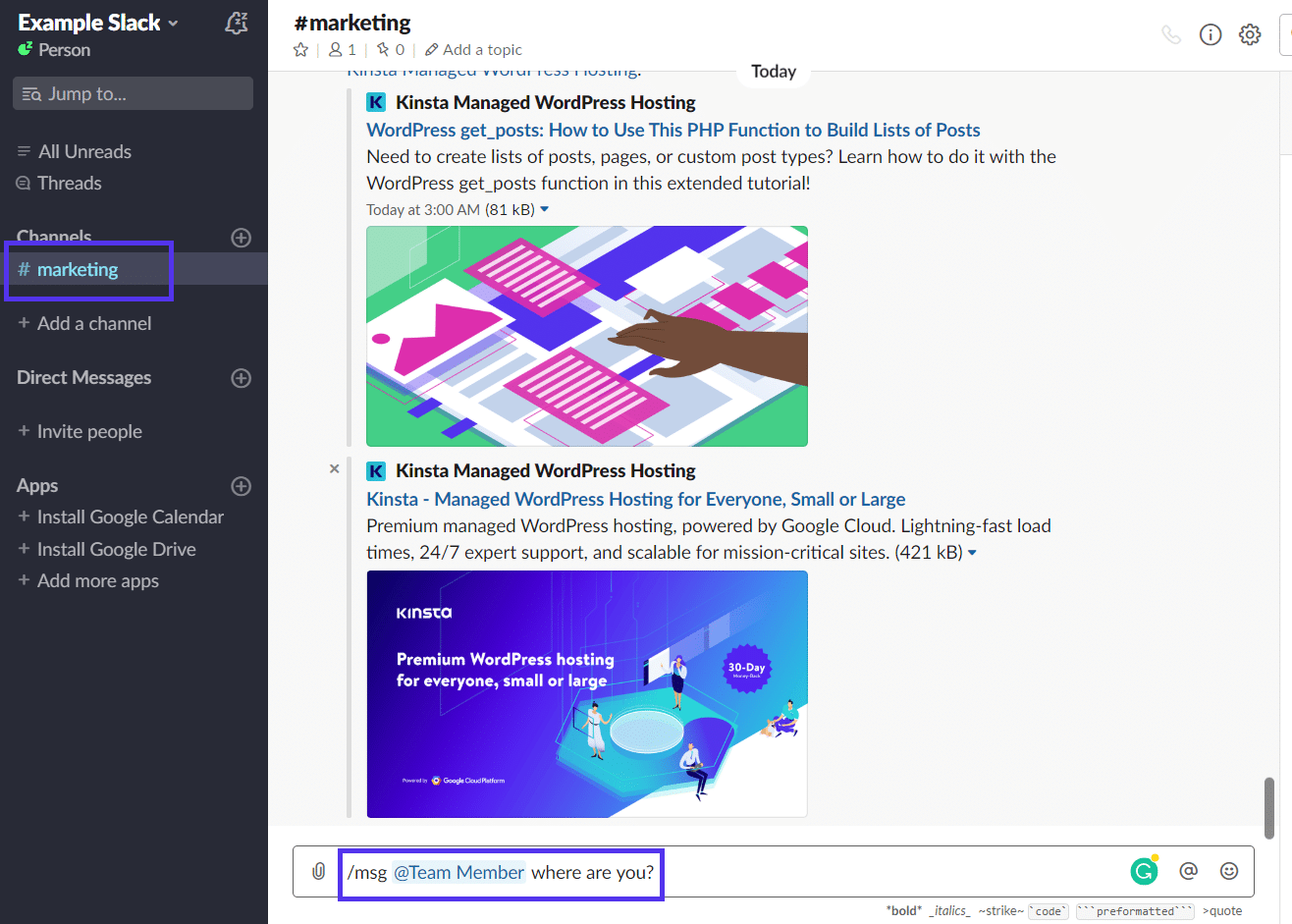 Usar os círculos no Slack