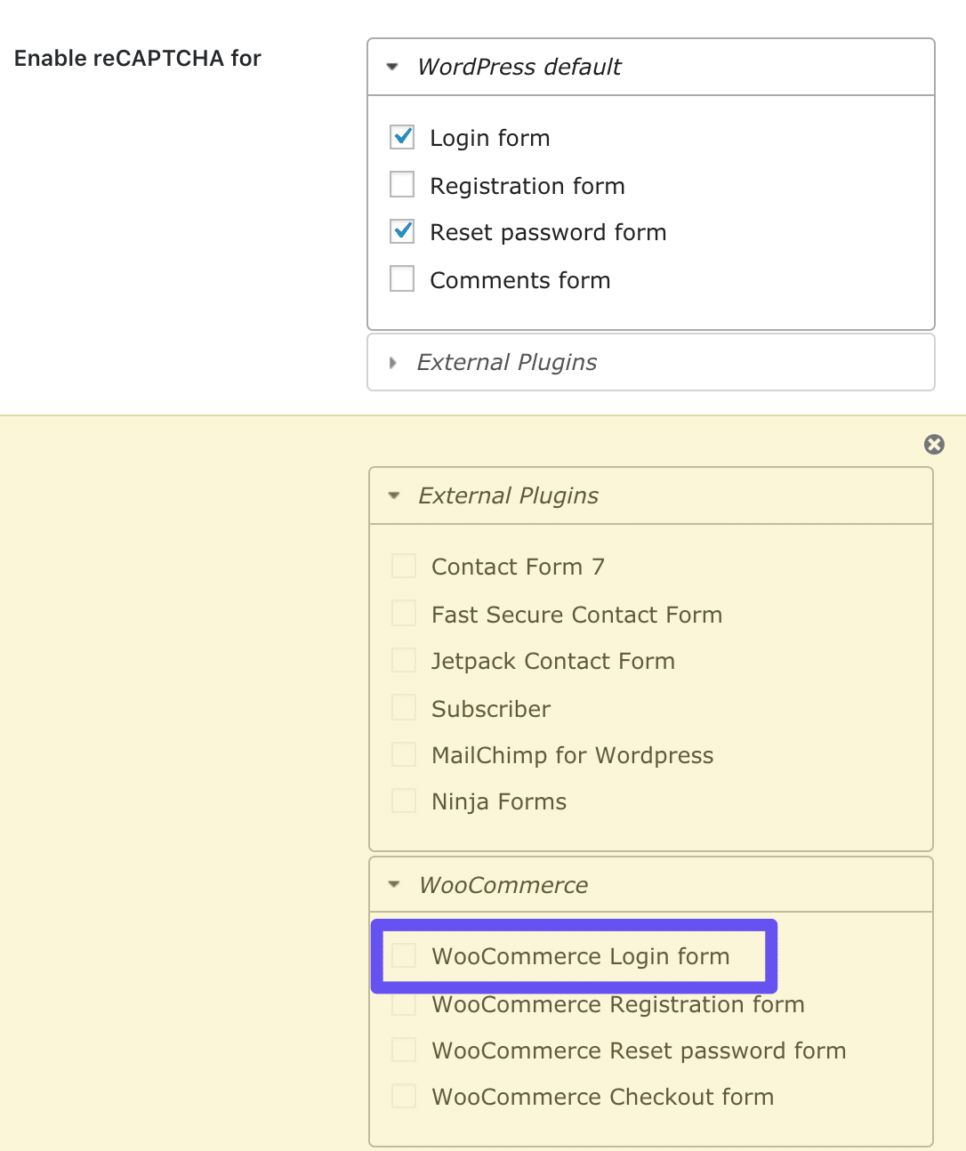 A opção (premium) WooCommerce Formulário de Login