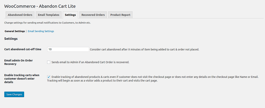 configurações abandonadas do cart lite