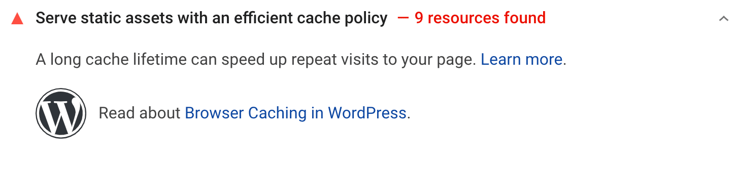 Recursos estáticos do servidor com uma recomendação de política de cache eficiente
