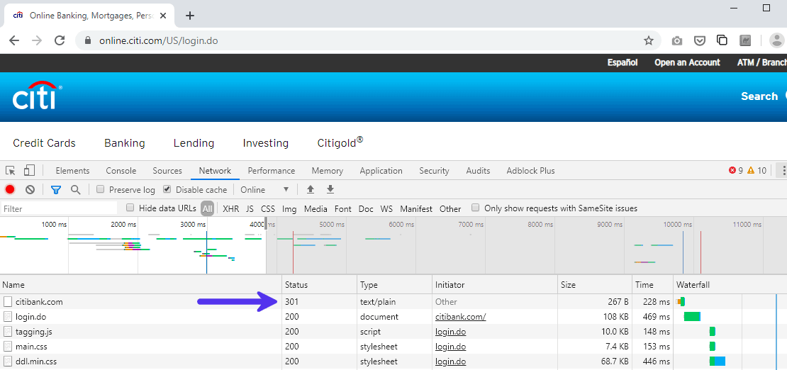 301 redirecionamentos de resposta para a versão HTTPS