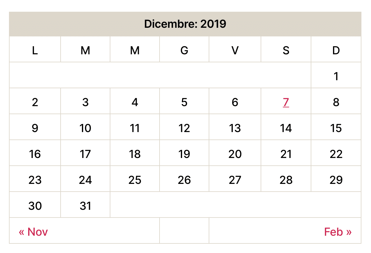 Antigo widget de calendário