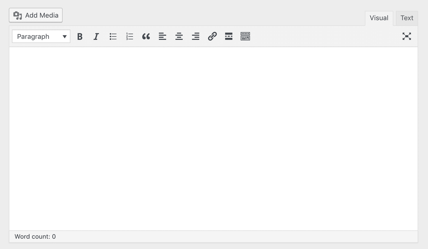 O botão Adicionar Mídia no Editor WordPress Classic