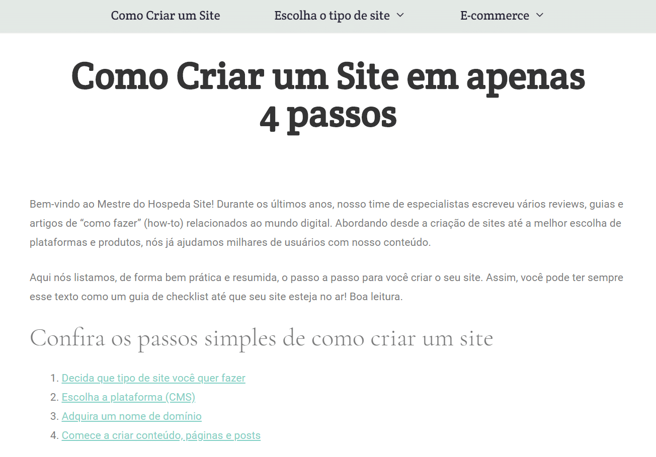 Como criar um site em apenas 4 passos