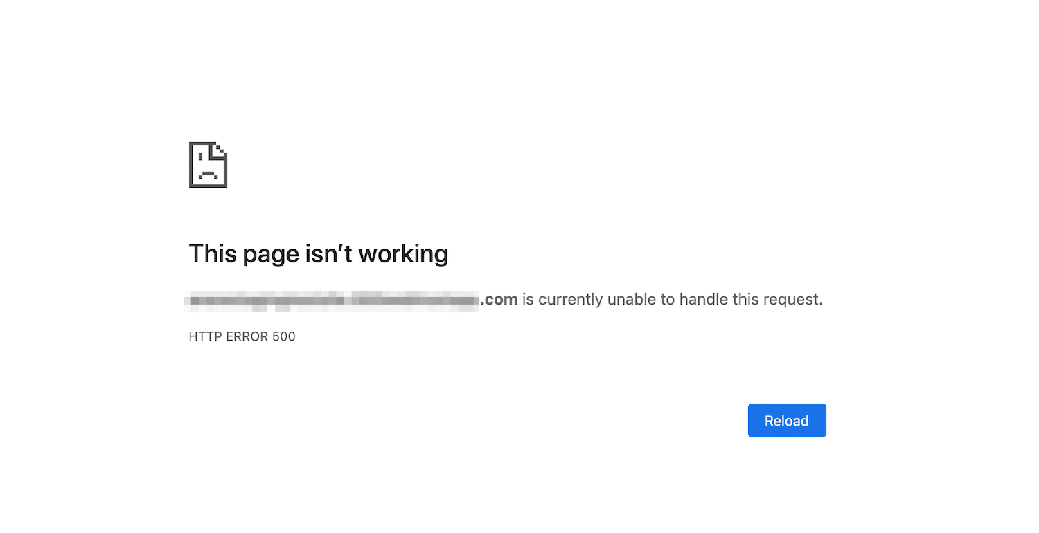 Um erro de serviço interno no Google Chrome