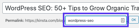 Acesso à configuração Permalink no Editor Clássico
