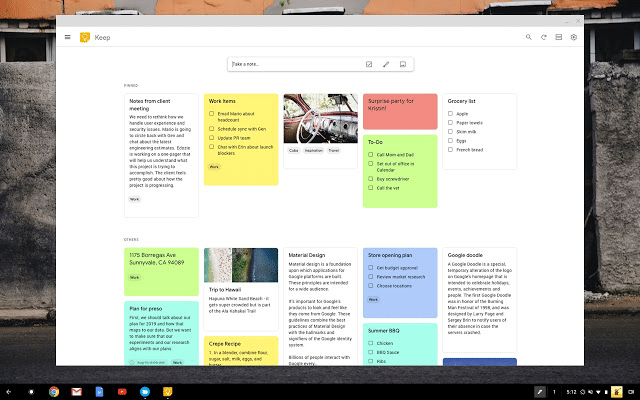 google keep widget windows 10