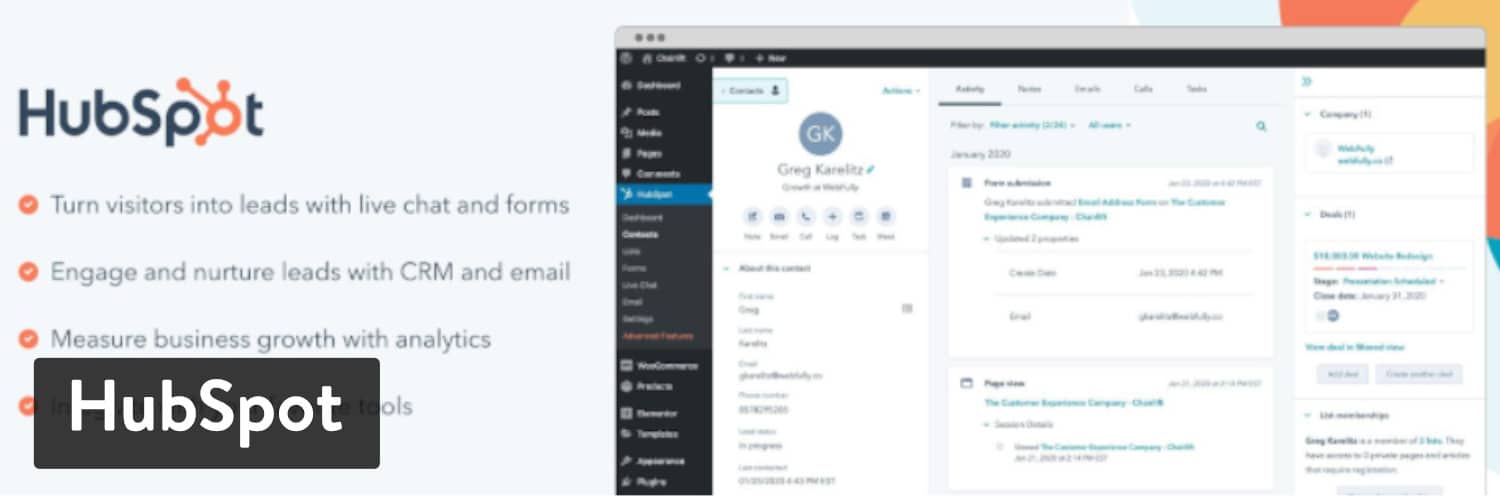 HubSpot WordPress plugin
