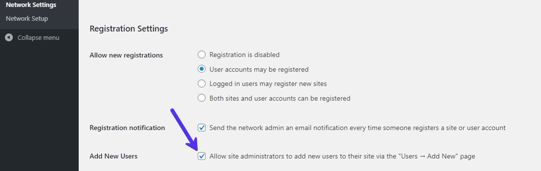 Permitir aos administradores do site adicionar novos usuários ao seu subsite